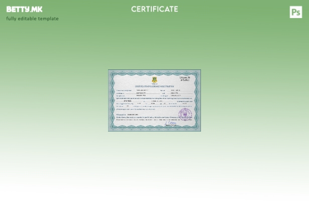 Модерен стил тувалу шаблон за шаблон за PSD сертификат за брак